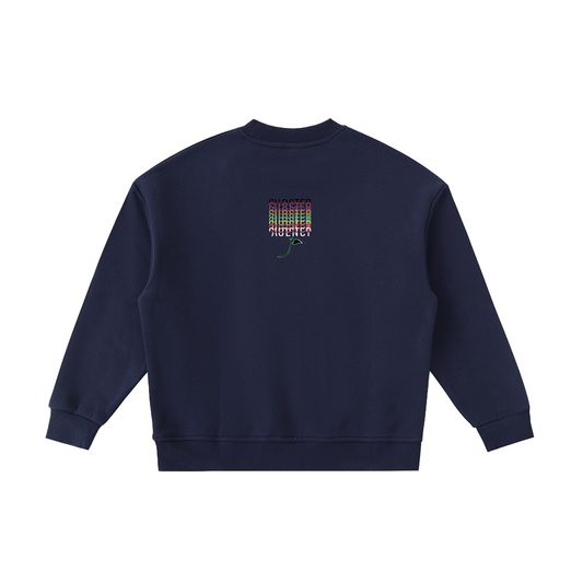 Sweet Song Birds Kids Crewneck in Navy Blue, back