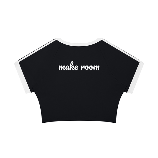 Pull Me Near Crop Tee in Black with White, MAKE ROOM, back