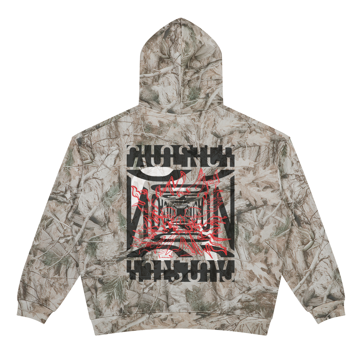 The Grass That Grows On The Land Hoodie in Tree Camo Gray Apricot