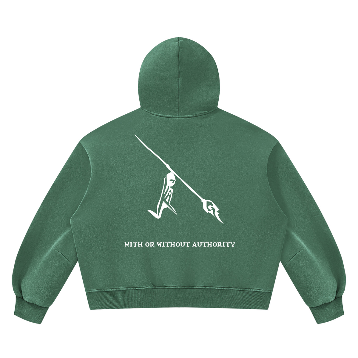 Peace Of Mind Hoodie in Dark Green, With Or Without Authority print, back