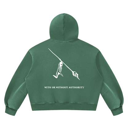Peace Of Mind Hoodie in Dark Green, With Or Without Authority print, back