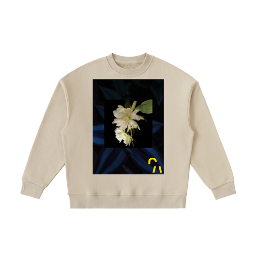 Close Your Eyes Kids Crewneck in Khaki, front