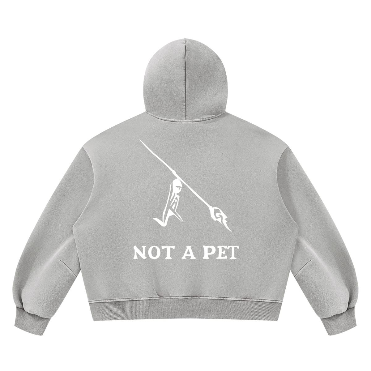 Peace Of Mind Hoodie in Light Gray, Not A Pet print, back