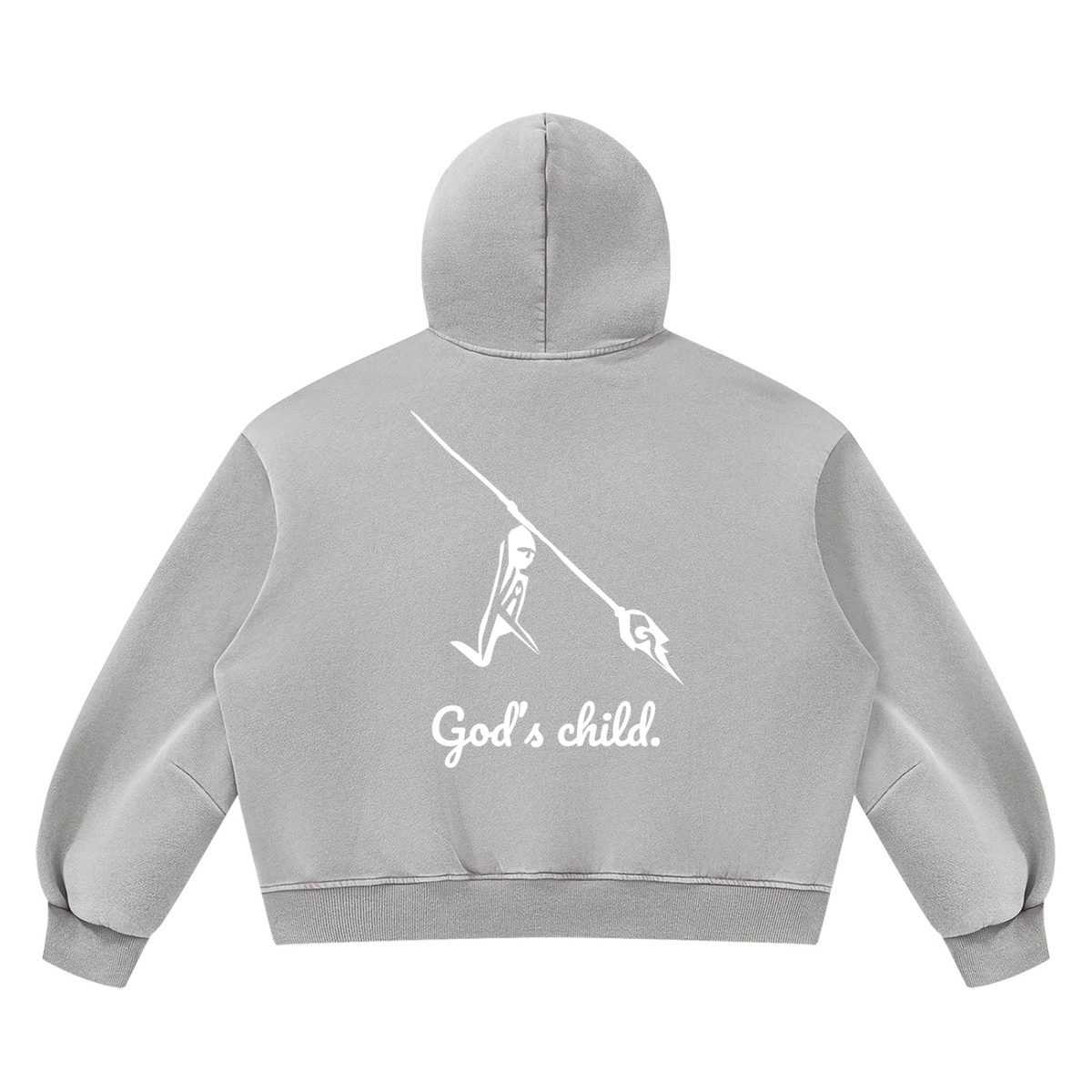 Peace Of Mind Hoodie in Light Gray, Gods Child print, back