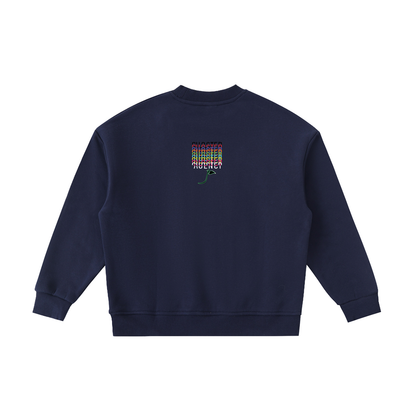 Sweet Song Birds Kids Crewneck in Navy Blue, back