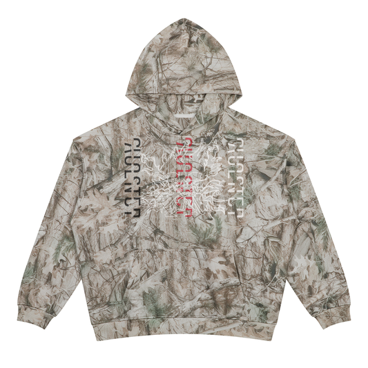 The Grass That Grows On The Land Hoodie in Tree Camo Gray Apricot