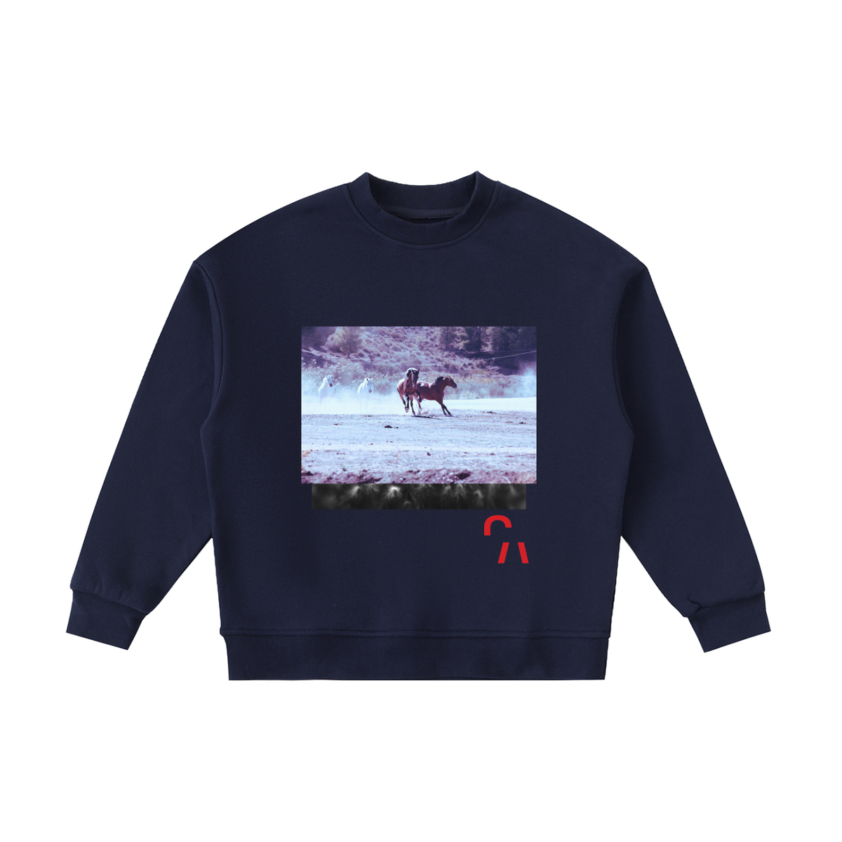 Boom Shaka Lacka Kids Crewneck in Navy Blue, front