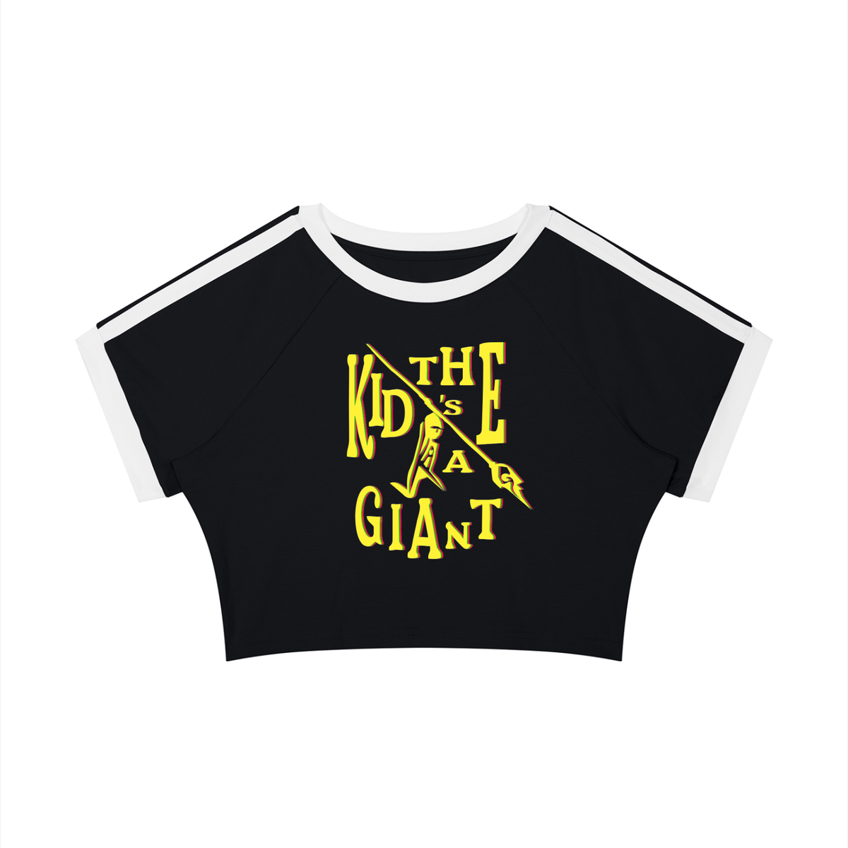 Pull Me Near Crop Tee in Black with Yellow, MAKE ROOM, front
