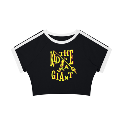 Pull Me Near Crop Tee in Black with Yellow, MAKE ROOM, front