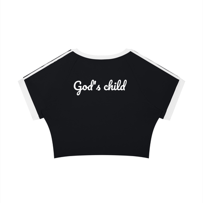 Pull Me Near Crop Tee in Black with White, GOD'S CHILD, back