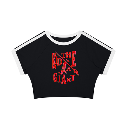 Pull Me Near Crop Tee in Black with Red, MAKE ROOM, front