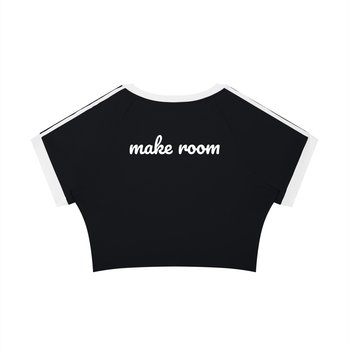 Pull Me Near Crop Tee in Black with White, MAKE ROOM, back