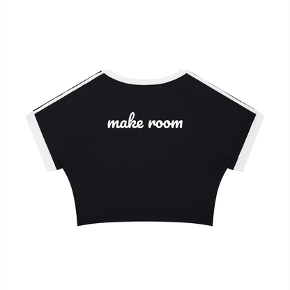 Pull Me Near Crop Tee in Black with White, MAKE ROOM, back