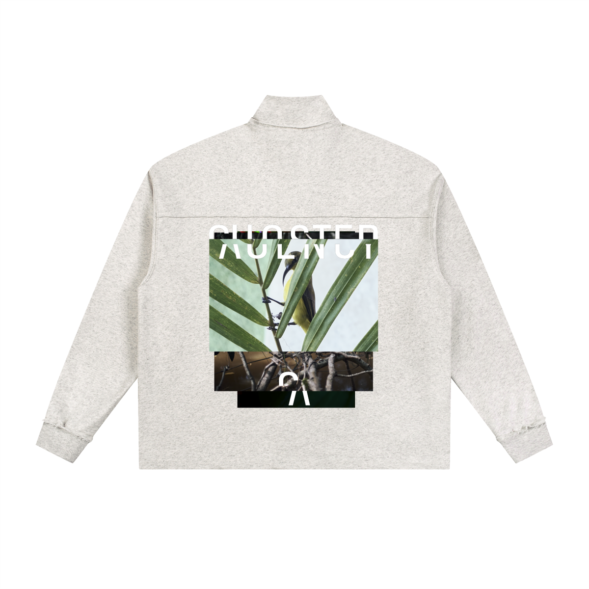 North, South, East & West Fleece in Oat Gray, back