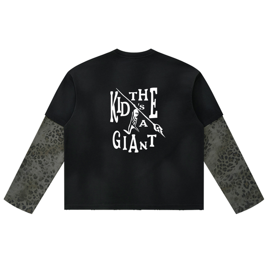 I Should Have Known Tee in Black with Leopard Gray, back