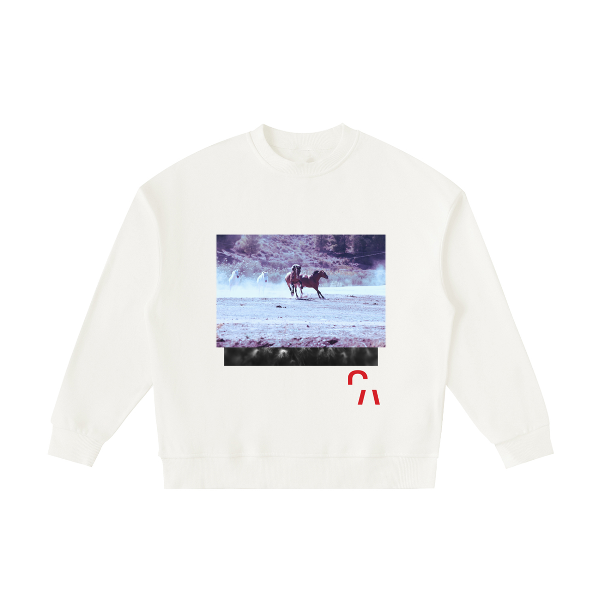Boom Shaka Lacka Kids Crewneck in Beige, front