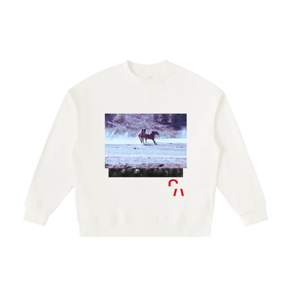 Boom Shaka Lacka Kids Crewneck in Beige, front
