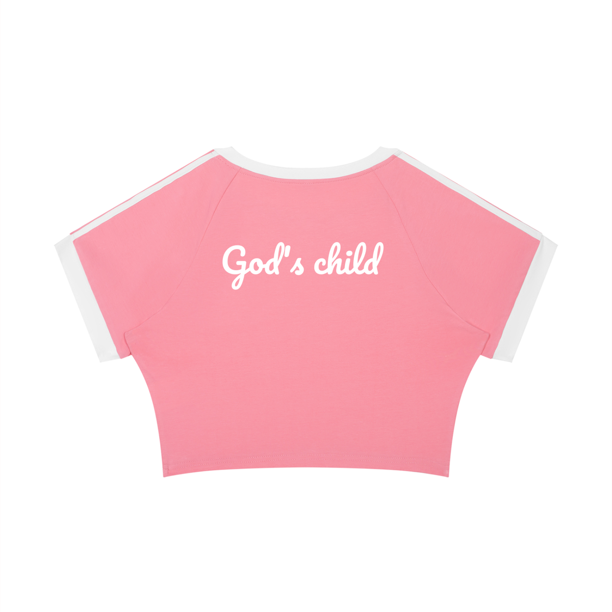 Pull Me Near Crop Tee in Pink with Yellow, GOD'S CHILD, back