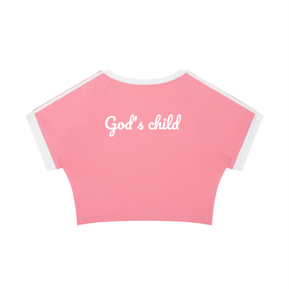 Pull Me Near Crop Tee in Pink with Yellow, GOD'S CHILD, back