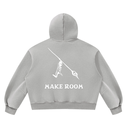 Peace Of Mind Hoodie in Light Gray, Make Room print, back