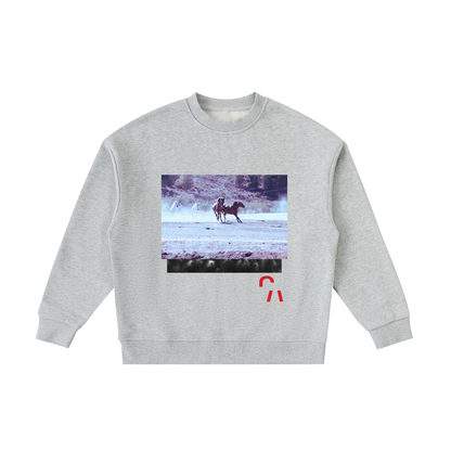Boom Shaka Lacka Kids Crewneck in Flower Gray, front