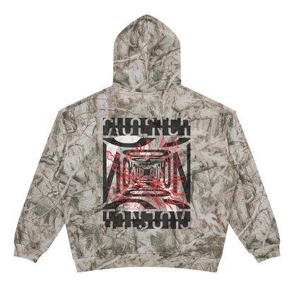 The Grass That Grows On The Land Hoodie in Tree Camo Gray Apricot