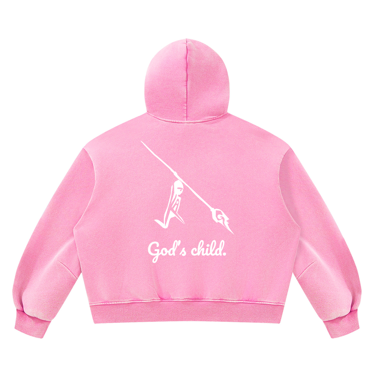 Peace Of Mind Hoodie in Pink, Gods Child print, back