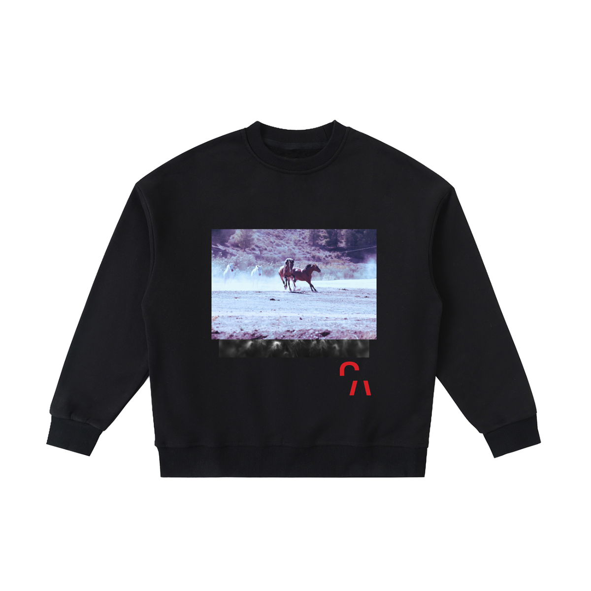 Boom Shaka Lacka Kids Crewneck in Black, front