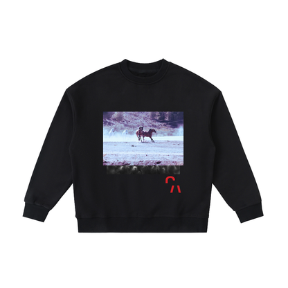 Boom Shaka Lacka Kids Crewneck in Black, front