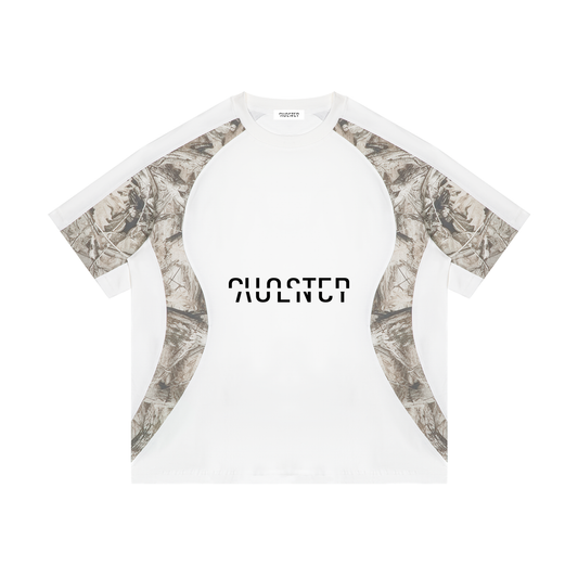 Gone Tee in White with Tree Camo