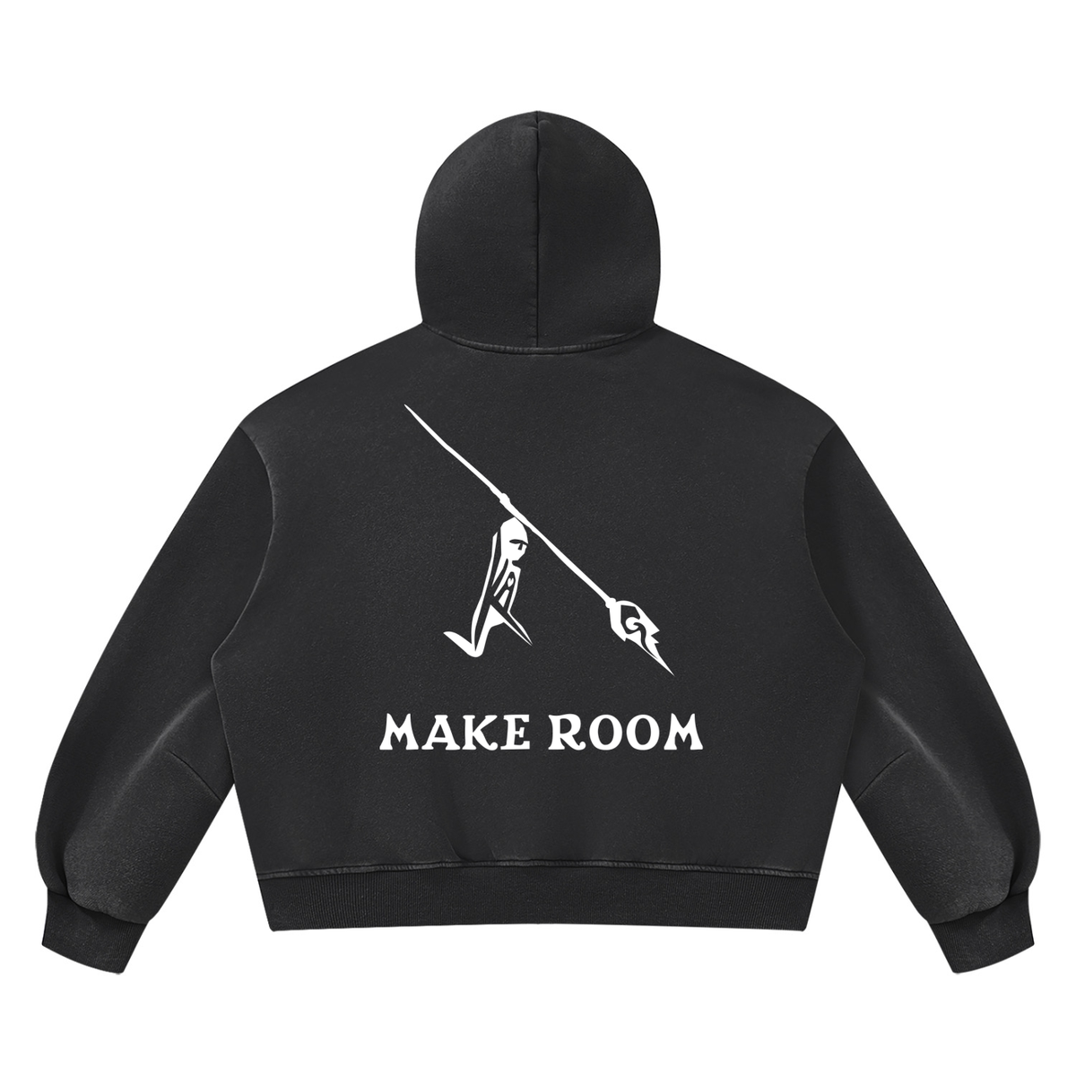 Peace Of Mind Hoodie in Black, Make Room print, back