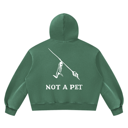 Peace Of Mind Hoodie in Dark Green, Not A Pet print, back