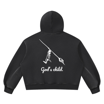 Peace Of Mind Hoodie in Black, Gods Child print, back