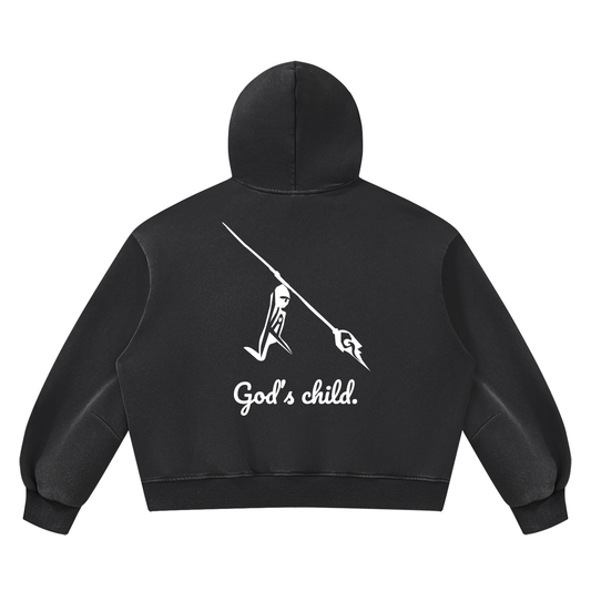 Peace Of Mind Hoodie in Black, Gods Child print, back