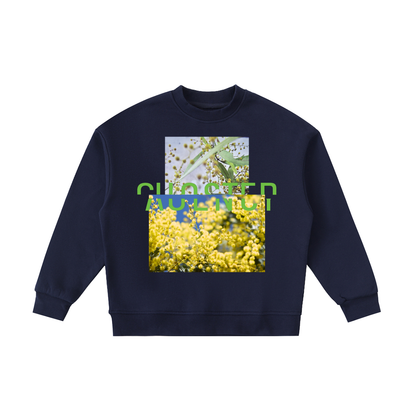 What Little He Got Kids Crewneck in Navy Blue, front