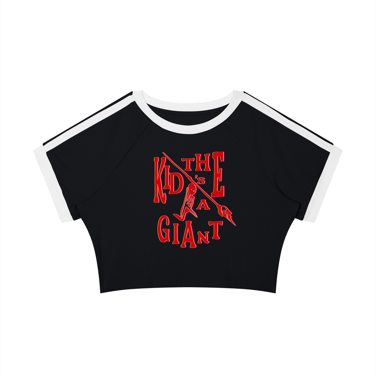 Pull Me Near Crop Tee in Black with Red, GOD'S CHILD, front