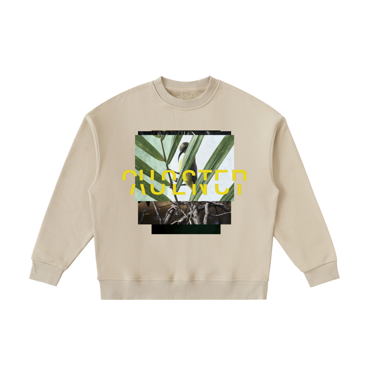 Yuh Can Like Cat, Dog And Elephant? Kids Crewneck in Khaki, front