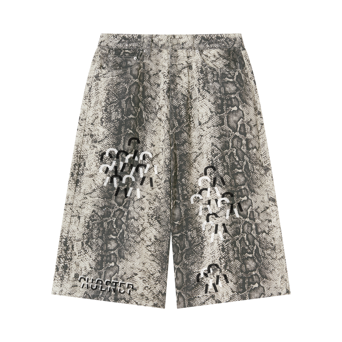 Dream My Way Shorts in White Snake Print, front