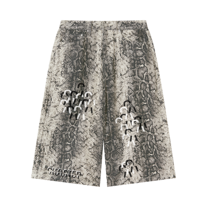 Dream My Way Shorts in White Snake Print, front