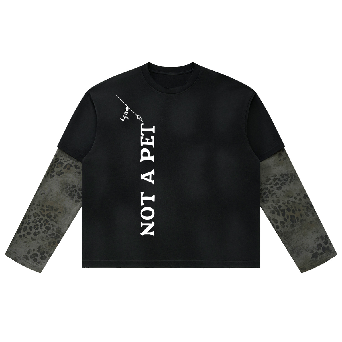 I Should Have Known Tee in Black with Leopard Gray, front