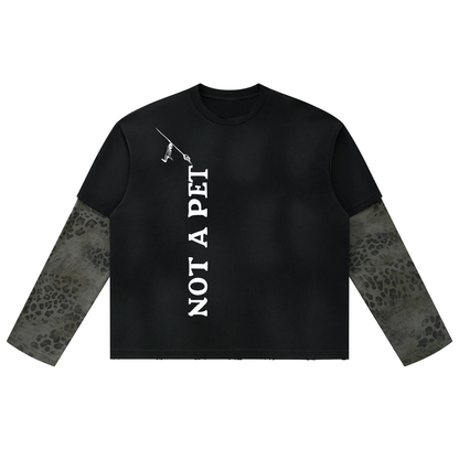 I Should Have Known Tee in Black with Leopard Gray, front