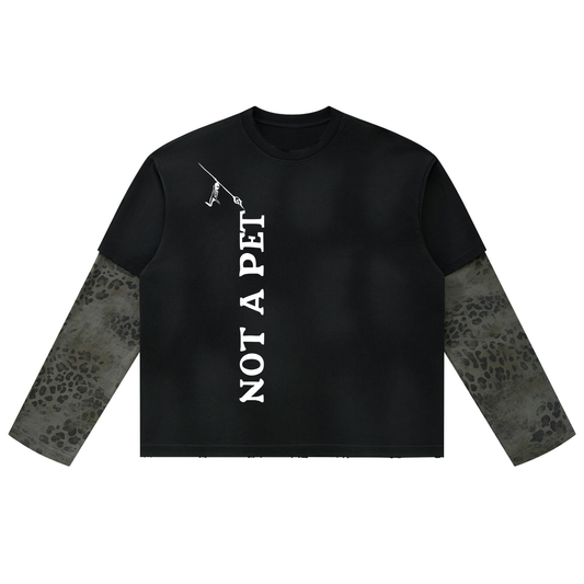 I Should Have Known Tee in Black with Leopard Gray, front