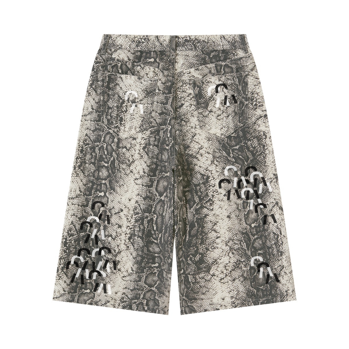 Dream My Way Shorts in White Snake Print, back