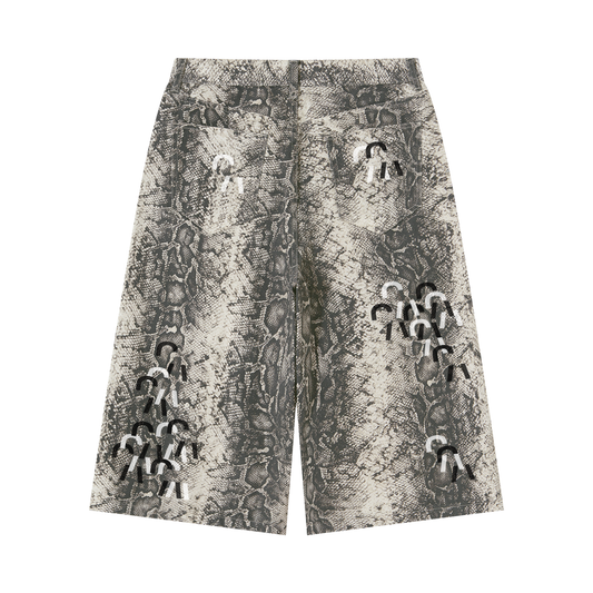Dream My Way Shorts in White Snake Print, back